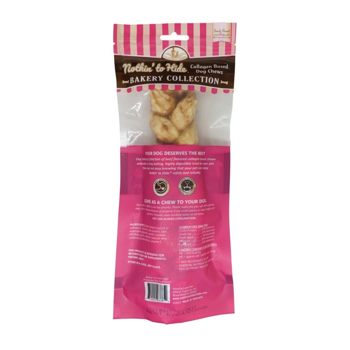 Fieldcrest Farms Nothin' To Hide Bakery Collection Dog Treat Braided Stix, Beef, 1ea/9 in - Pets Perfect