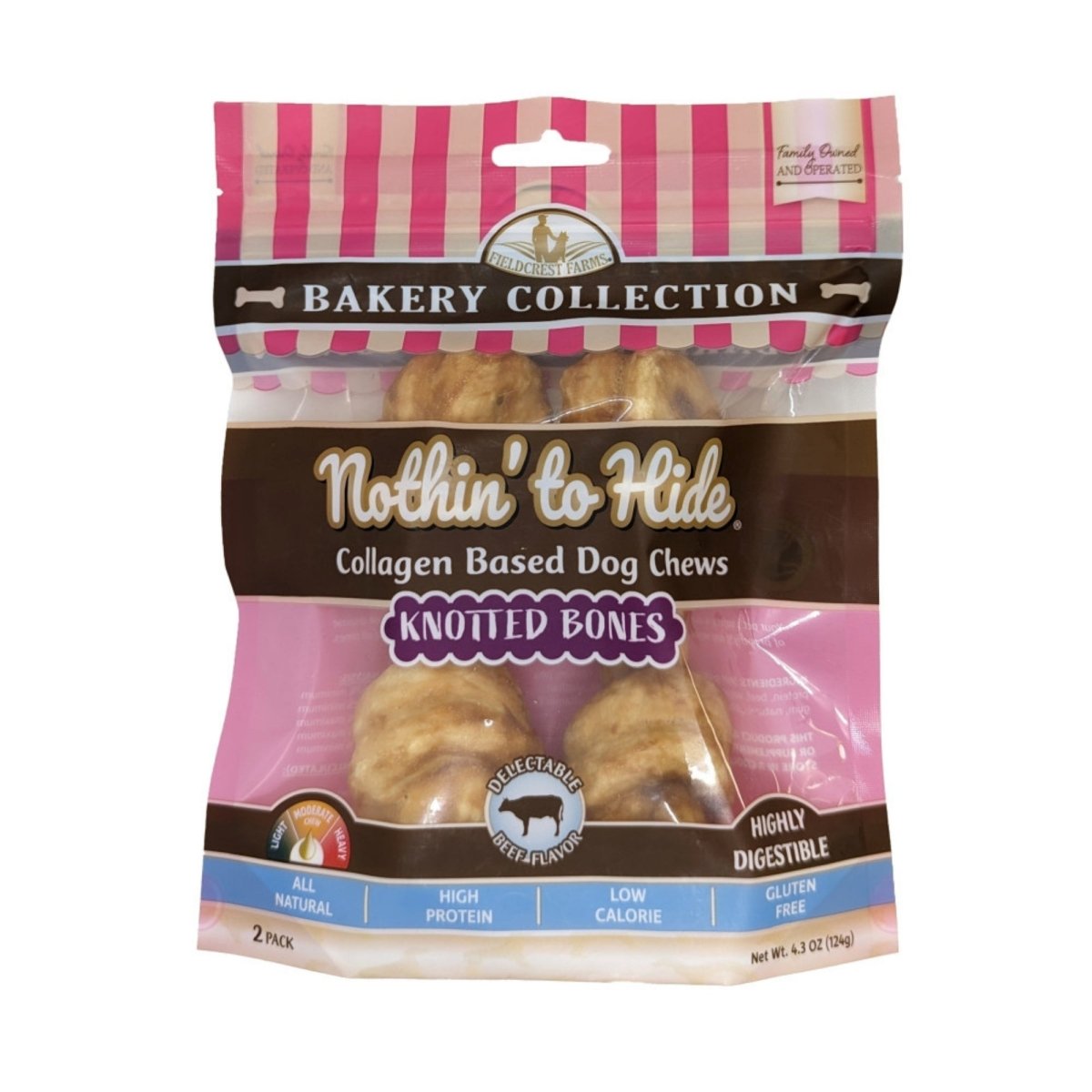 Fieldcrest Farms Nothin' To Hide Bakery Collection Dog Treat Knotted Bone, Beef, 1ea/6 in, 2 pk - Pets Perfect