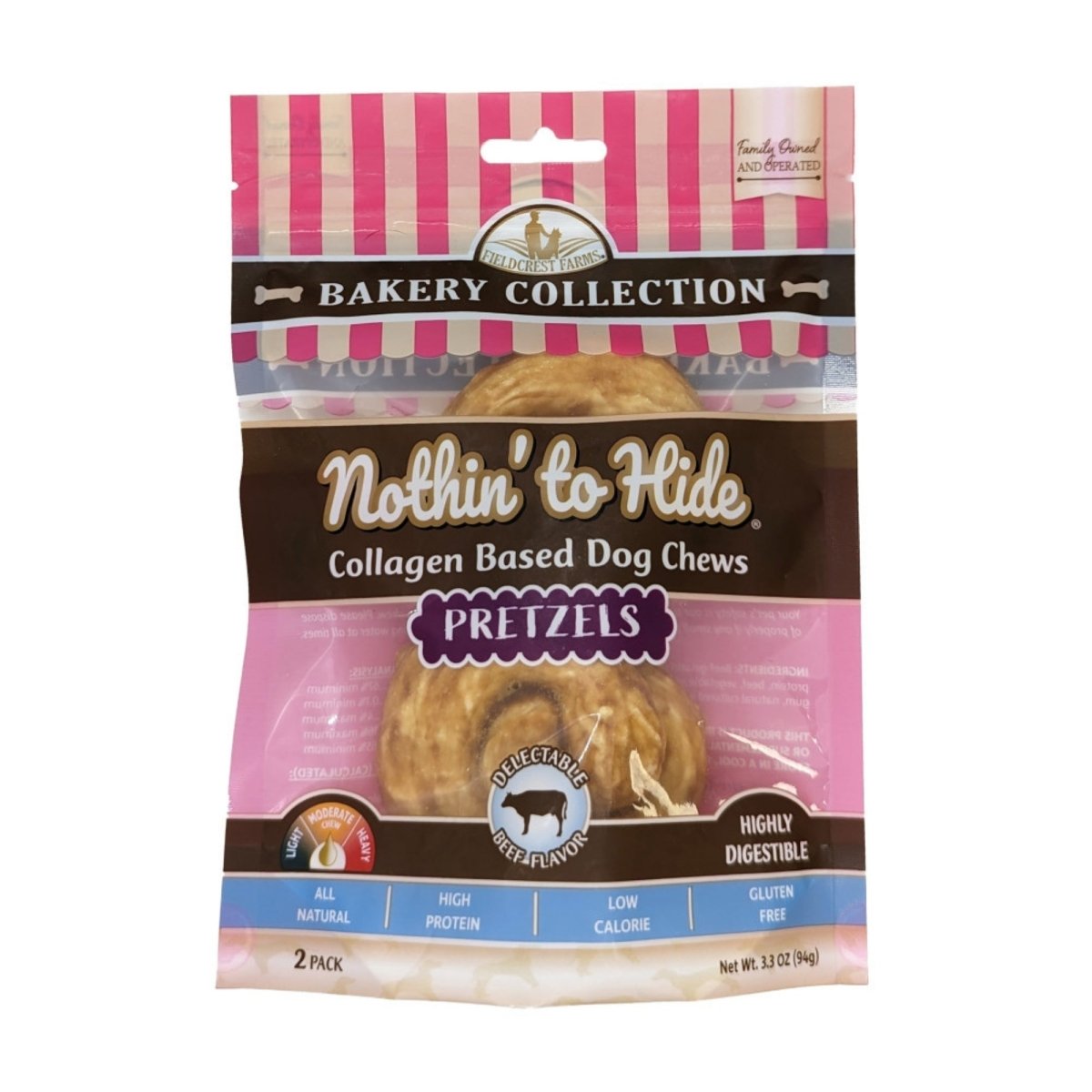 Fieldcrest Farms Nothin' To Hide Bakery Collection Dog Treat Pretzel, Beef, 1ea/3 in, 2 pk - Pets Perfect
