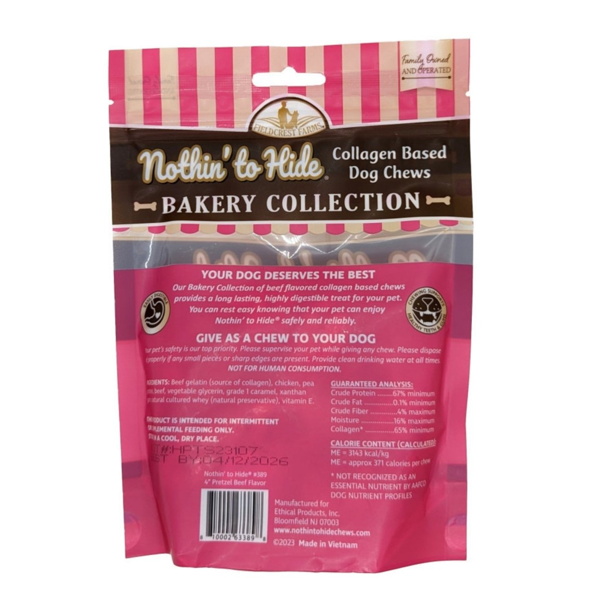 Fieldcrest Farms Nothin' To Hide Bakery Collection Dog Treat Pretzel, Beef, 1ea/4 in - Pets Perfect