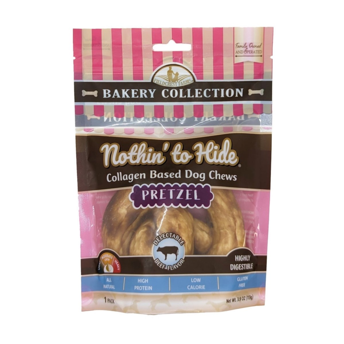 Fieldcrest Farms Nothin' To Hide Bakery Collection Dog Treat Pretzel, Beef, 1ea/4 in - Pets Perfect