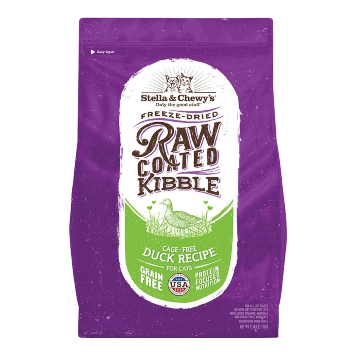 Stella & Chewys Cat Kibble - Raw Coated Cage Free Duck Recipe 2.5Lbs - Pets Perfect