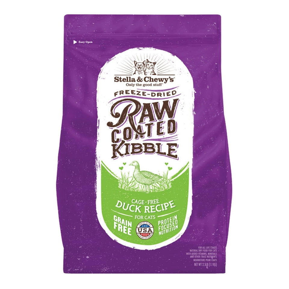Stella & Chewys Cat Kibble - Raw Coated Cage Free Duck Recipe 2.5Lbs