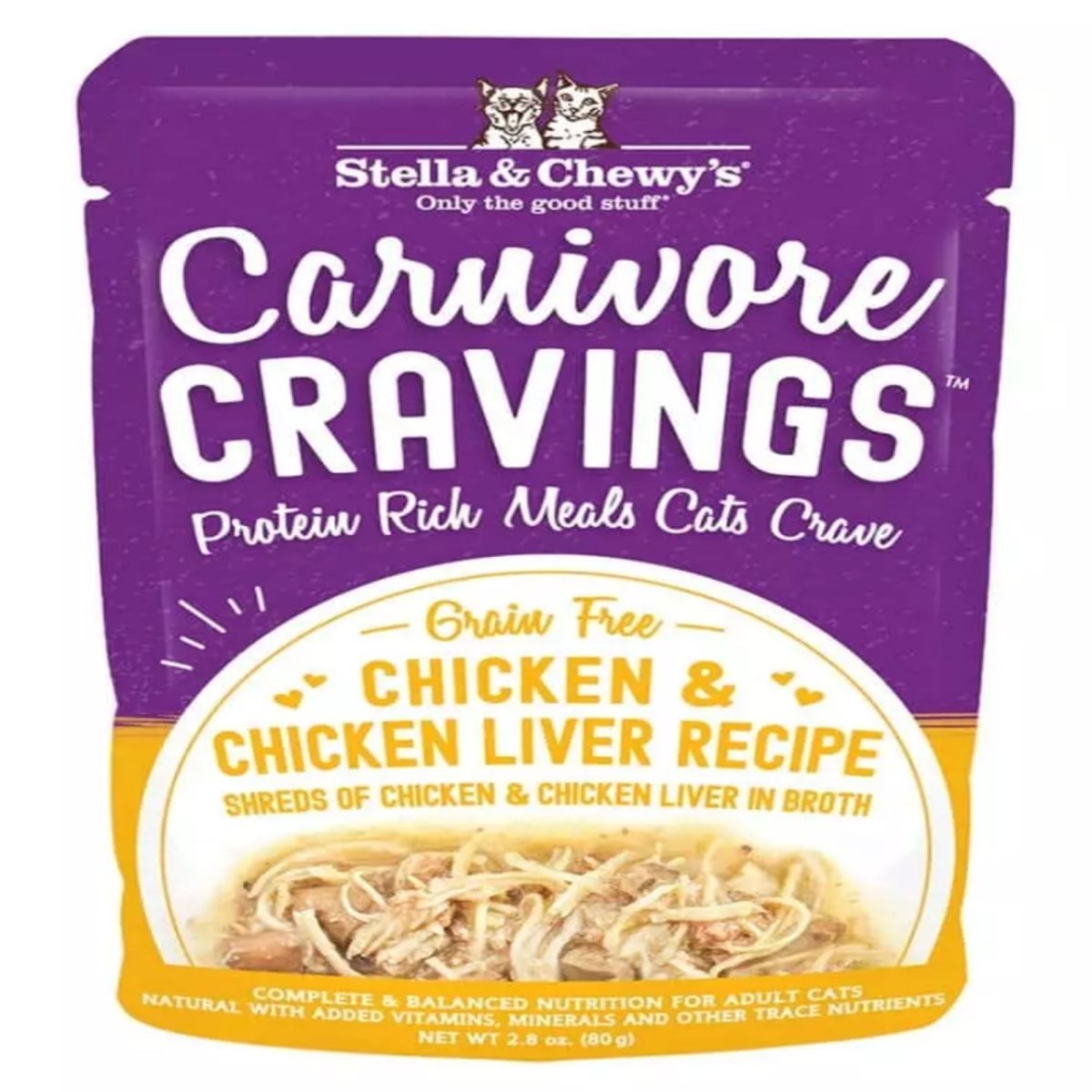 Stella and Chewys Cat Carnivore Cravings Shred Chicken and Liver 2.8oz. (Case of 24) - Pets Perfect