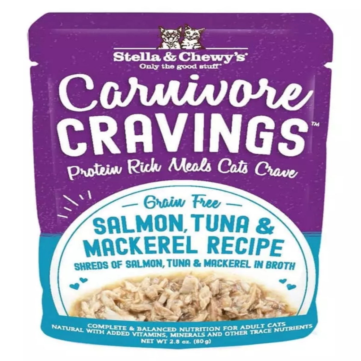 Stella and Chewys Cat Carnivore Cravings Shred Tuna and Mackerel 2.8oz. (Case of 24) - Pets Perfect