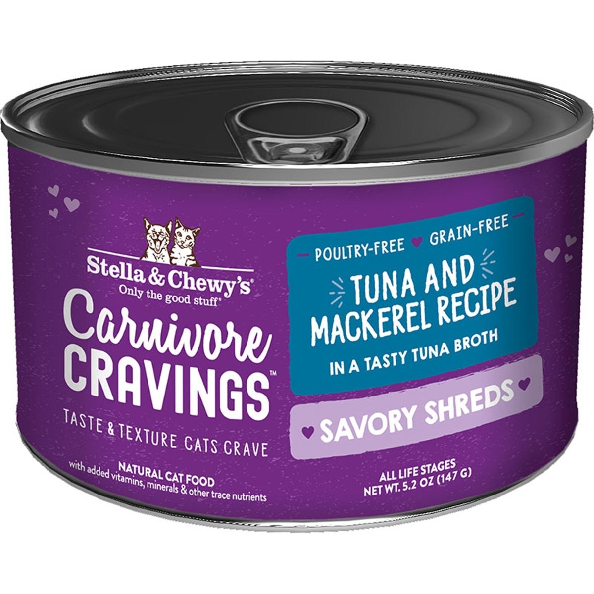 Stella and Chewys Cat Carnivore Cravings Shred Tuna and Mackerel 5.2oz. (Case of 24) - Pets Perfect