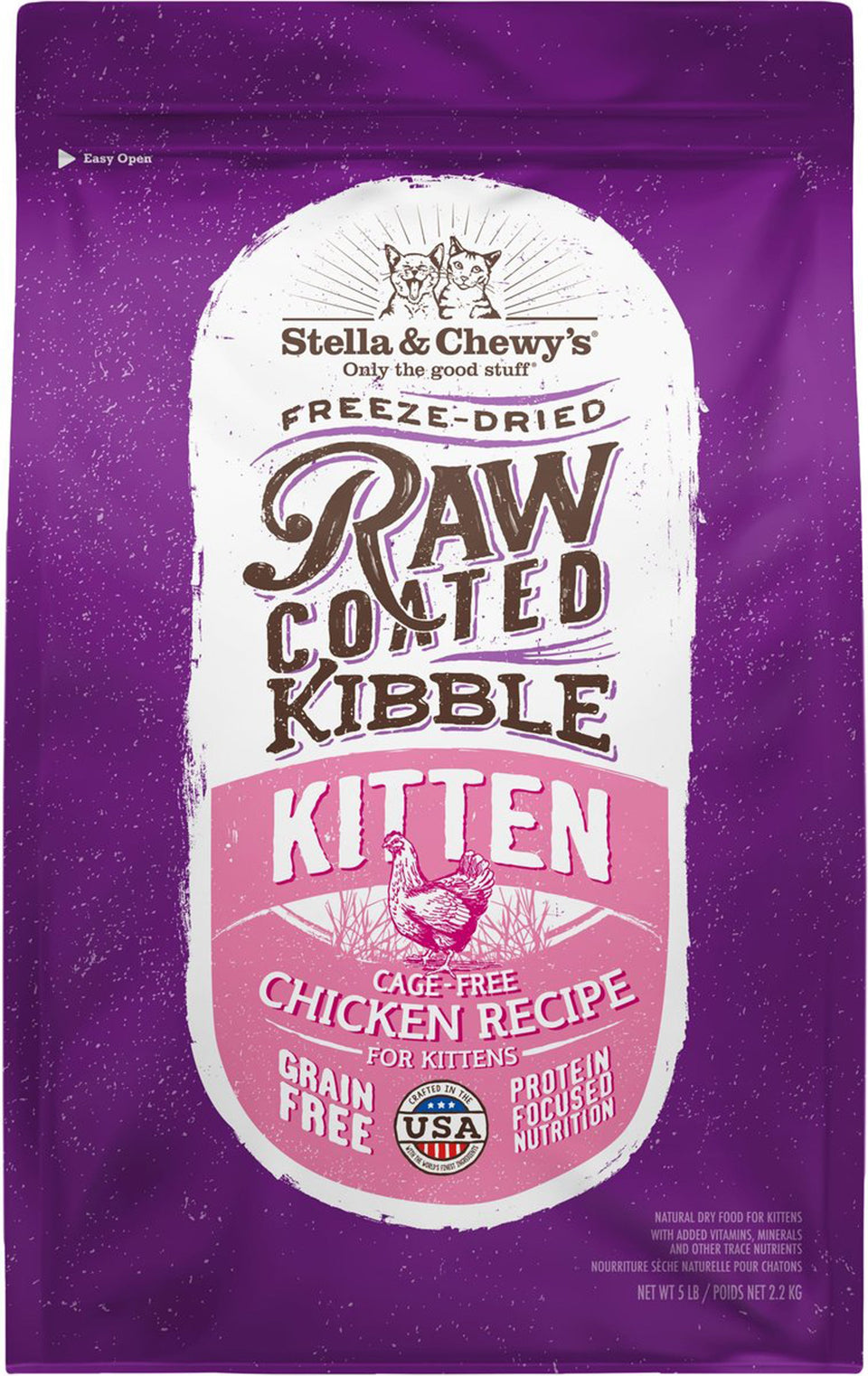 Stella & Chewy's Raw Coated Cage-Free Chicken Kitten Dry Cat Food, 5 lb