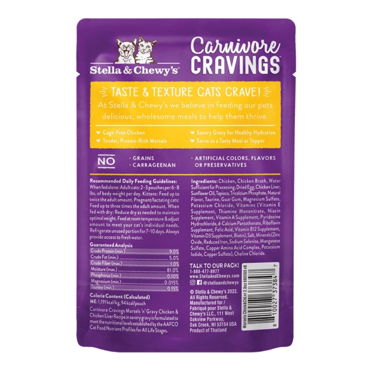 Stella and Chewys Carnivore Cravings MorselsNGravy Chicken and Chicken Liver Recipe 2.8oz. (Case of 24) - Pets Perfect