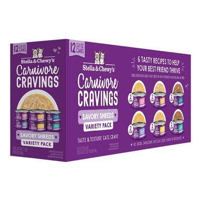 Stella and Chewys Cat Carnivore Shreds Variety Pack 2.8oz. (Case of 24) - Pets Perfect