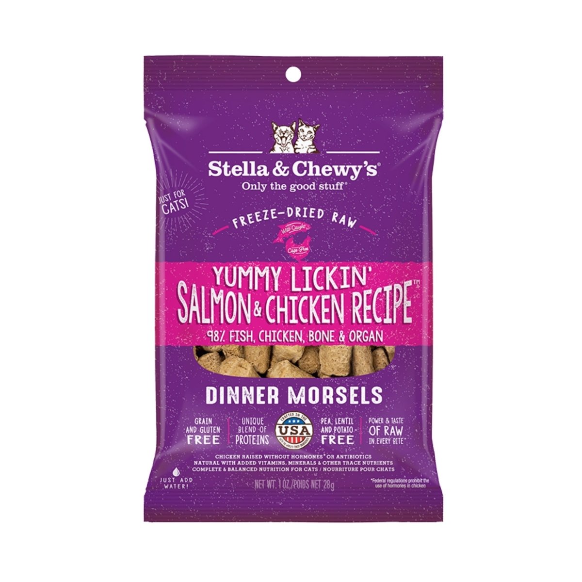 Stella & Chewys Cat Freeze Dried Dinner Morsels Yummy Lickin' Salmon & Chicken 1oz. (Case of 8) - Pets Perfect