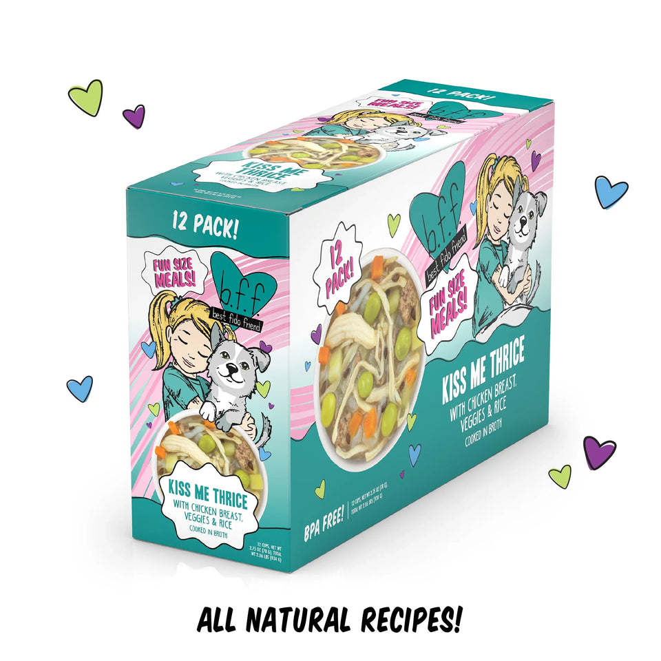 Bff Dog Kiss Me Thrice Chicken, Veggies & Rice Cup 2.7 oz. 12 ct
