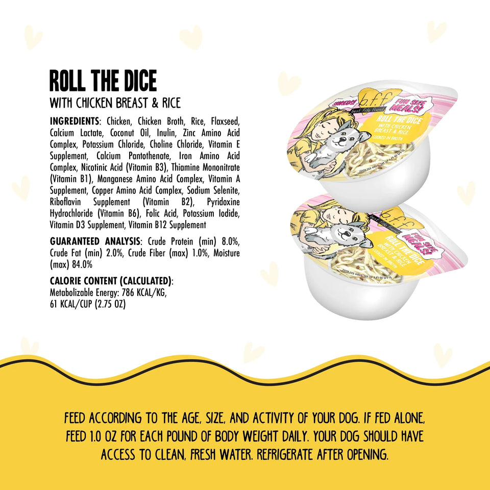 Bff Dog Roll The Dice Chicken & Rice Cup 2.7 oz. 12 ct