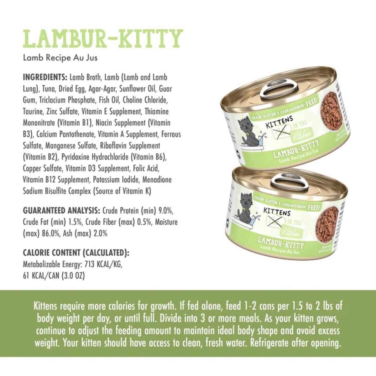 Cats In The Kitchen Cat Grain Free Kitten Lambur - Kitty Lamb Recipe 3oz. (Case of 12) - Pets Perfect