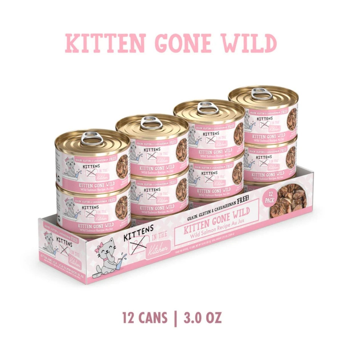 Cats In The Kitchen Cat Grain Free Kitten Gone Wild Salmon Recipe 3oz. (Case of 12) - Pets Perfect