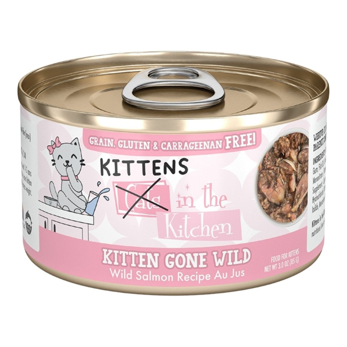 Cats In The Kitchen Cat Grain Free Kitten Gone Wild Salmon Recipe 3oz. (Case of 12) - Pets Perfect