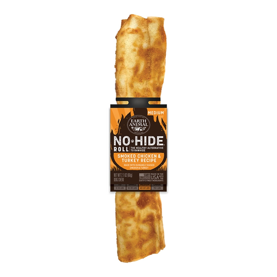 Earth Animal Dog No-Hide BBQ Roll Medium Chicken/Turkey 24 ct