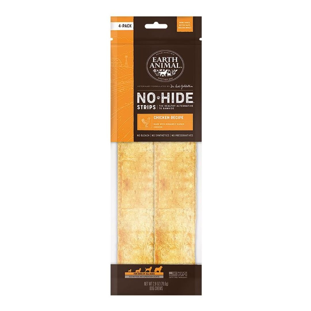 Earth Animal Dog No Hide Strips Chicken 4 Pack - Pets Perfect
