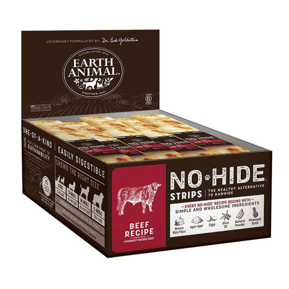 Earth Animal Dog No Hide Strips Beef 60 ct
