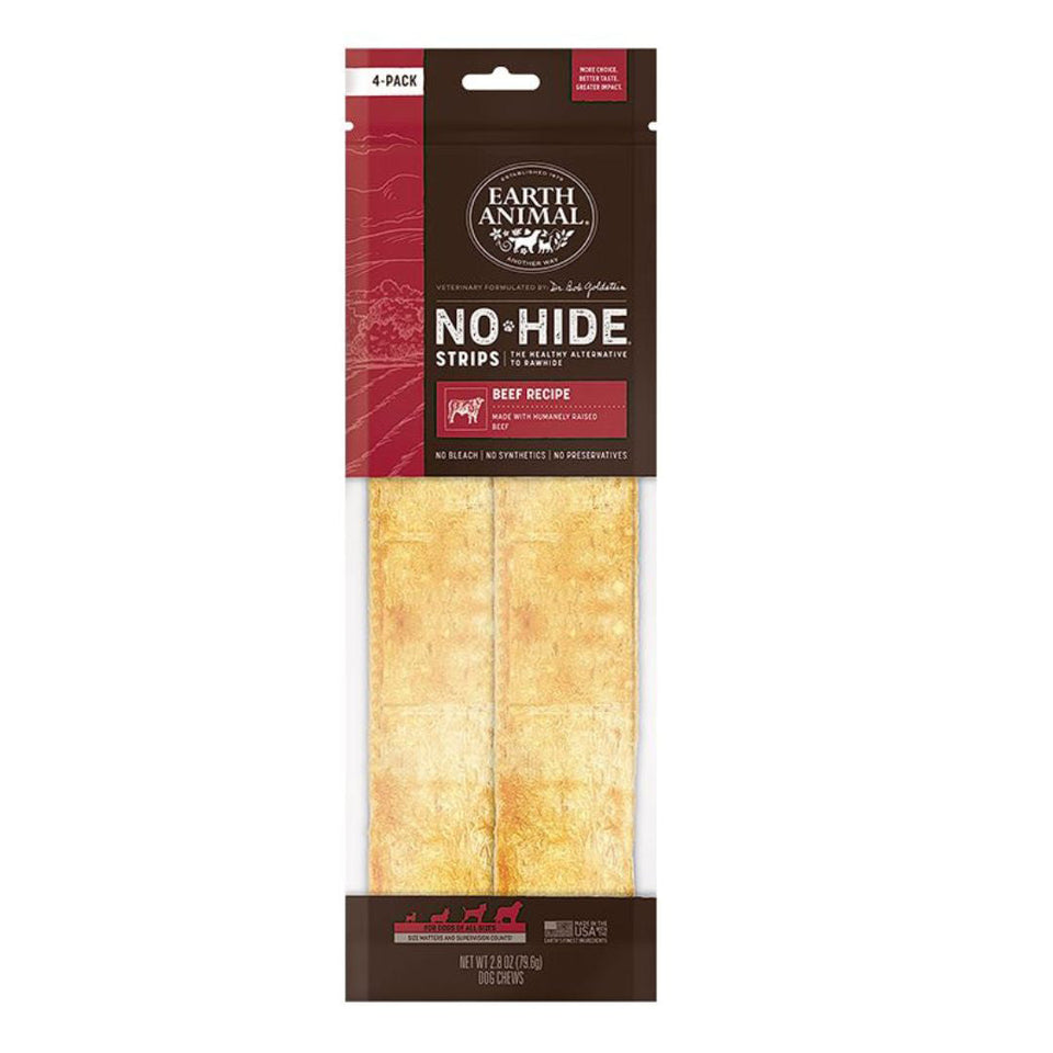 Earth Animal Dog No Hide Strips Beef 4 ct