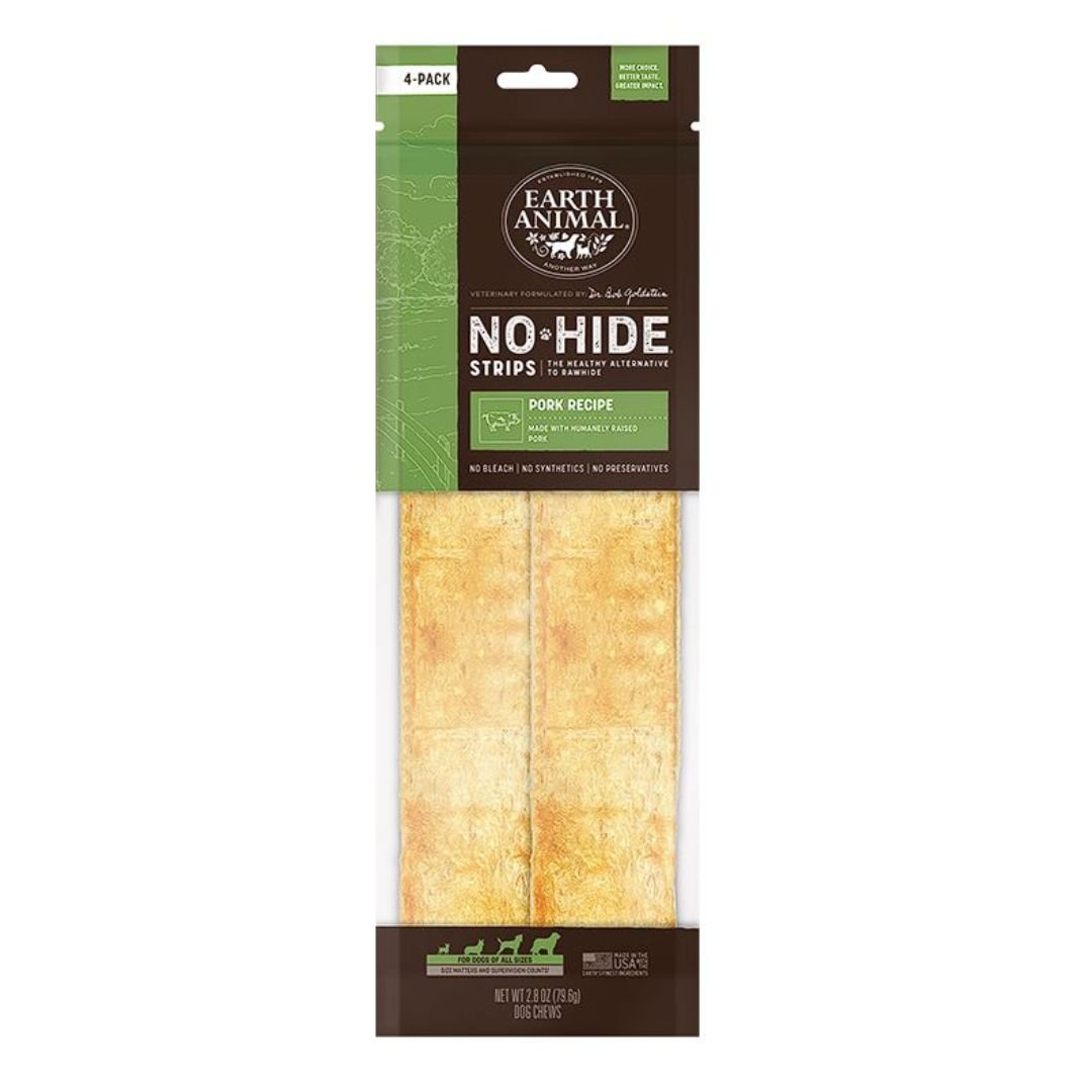 Earth Animal No - Hide – Long - Lasting Pork Dog Chew Strip | 4 Count - Pets Perfect