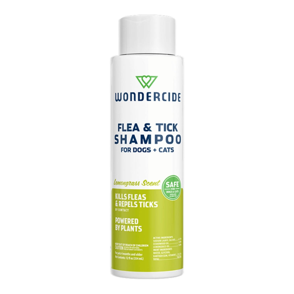Wondercide Dog & Cat Flea & Tick Lemongrass Shampoo with Natural Essential Oils 12oz.