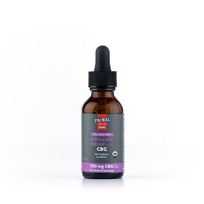 Primal 100 Mg Organic Full Spectrum Hemp Oil W- Cbg For Small Dogs