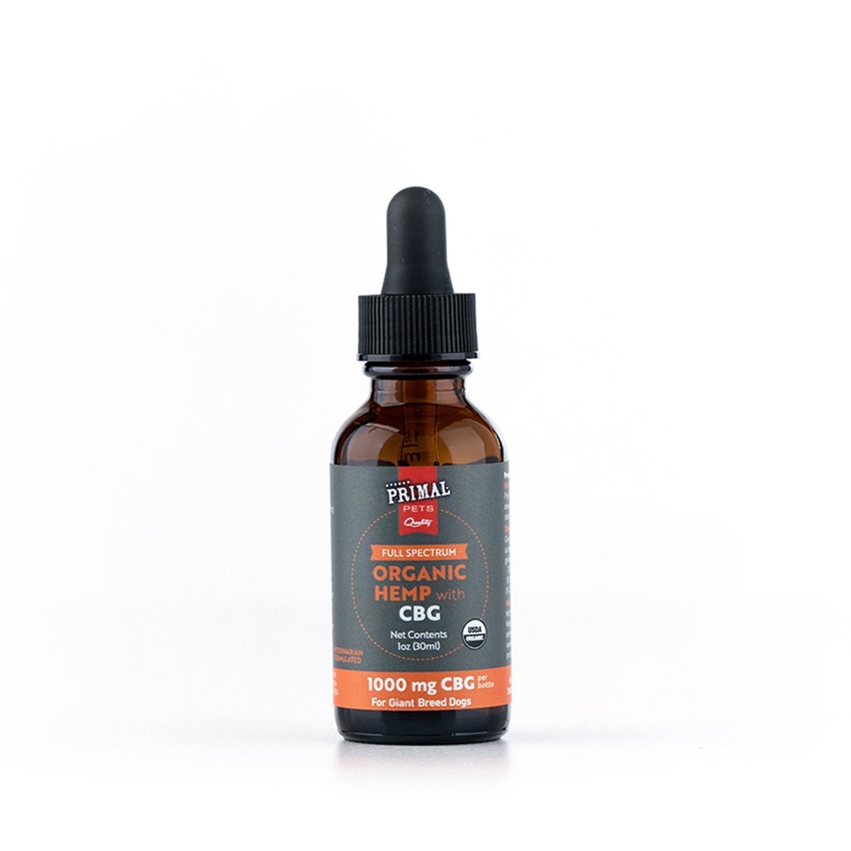 Primal 1000 Mg Organic Full Spectrum Hemp Oil W - Cbg For Giant Dogs - Pets Perfect