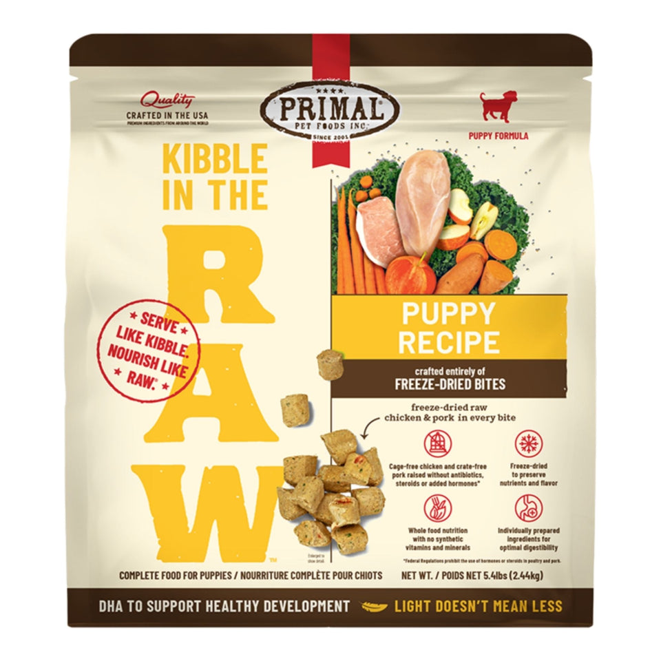 Primal Dog Kibble In The Raw Freeze Dried Puppy 5.4Lbs - Dog Food Freeze Dried