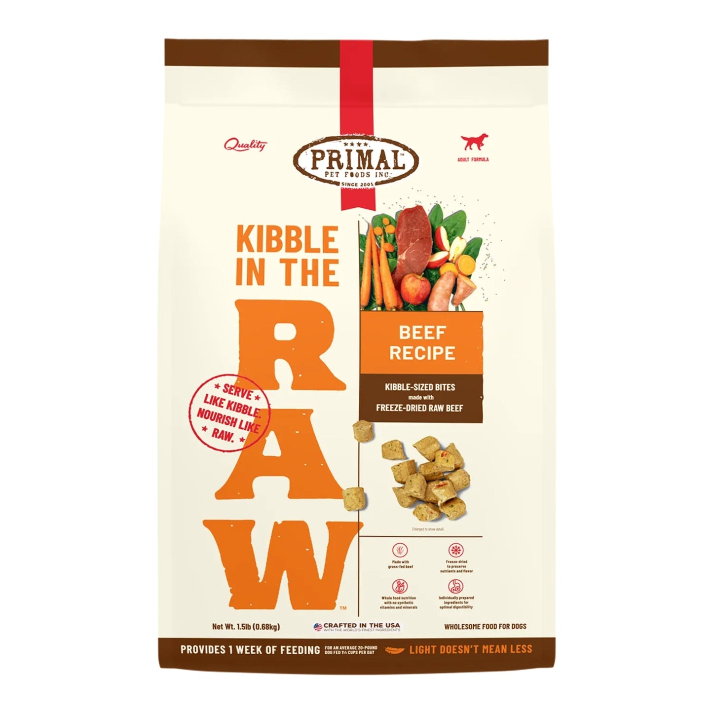 Primal Dog Freeze-Dried Kibble in The Raw Beef, 9 lb