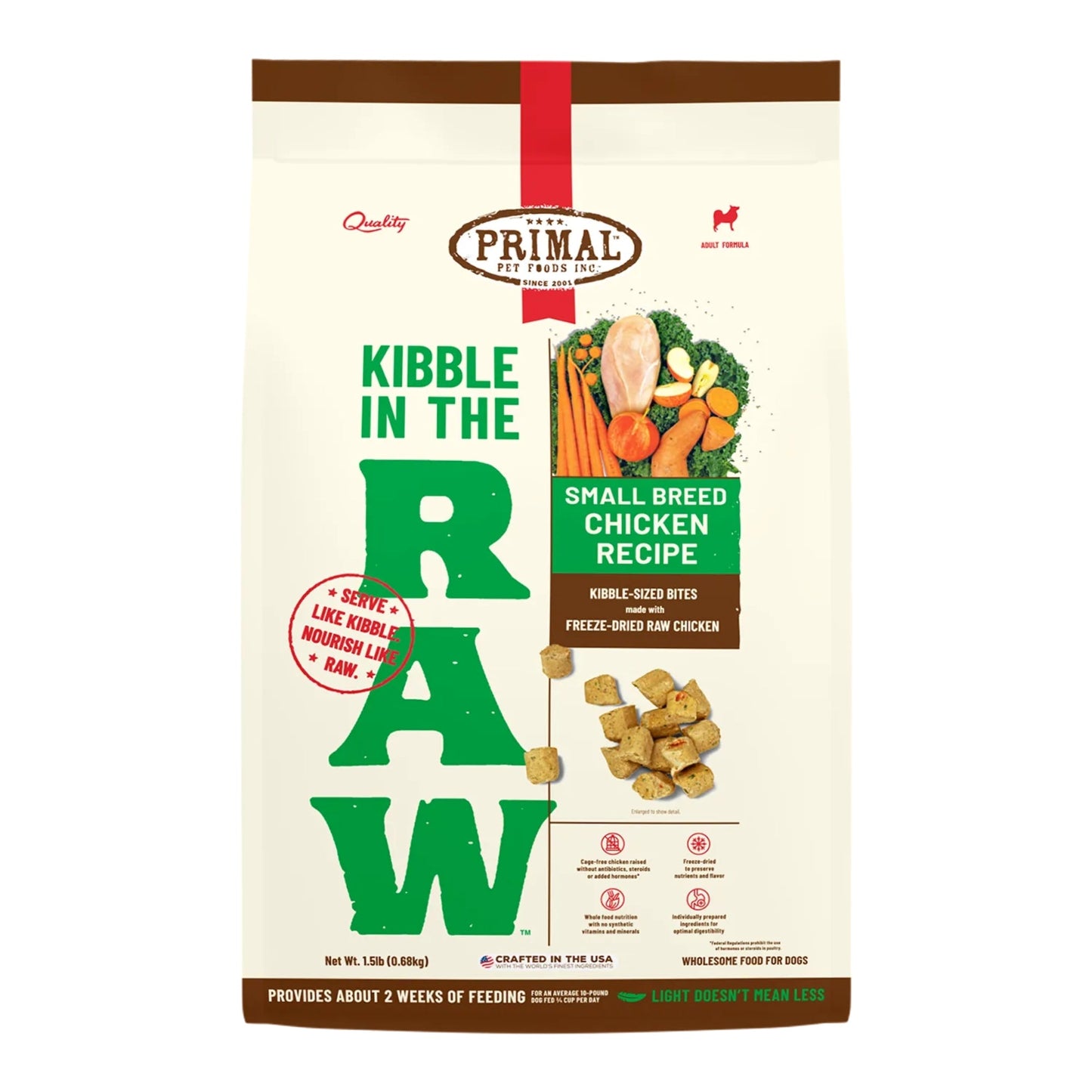 Primal Dog Freeze-Dried Kibble in The Raw Small Breed 1.5 lb