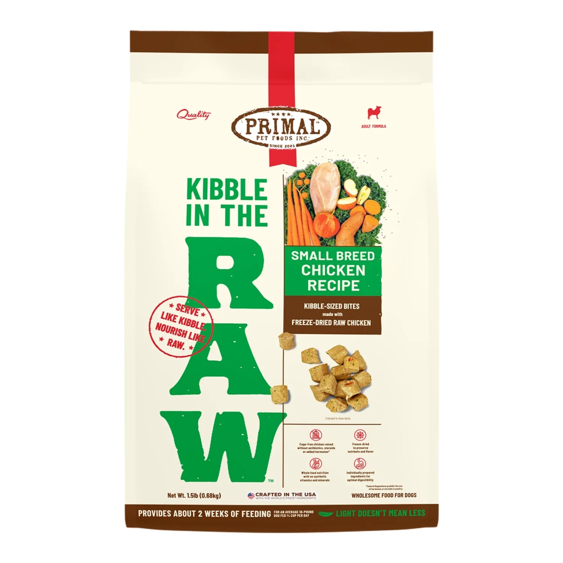 Primal Dog Freeze-Dried Kibble in The Raw Small Breed 1.5 lb