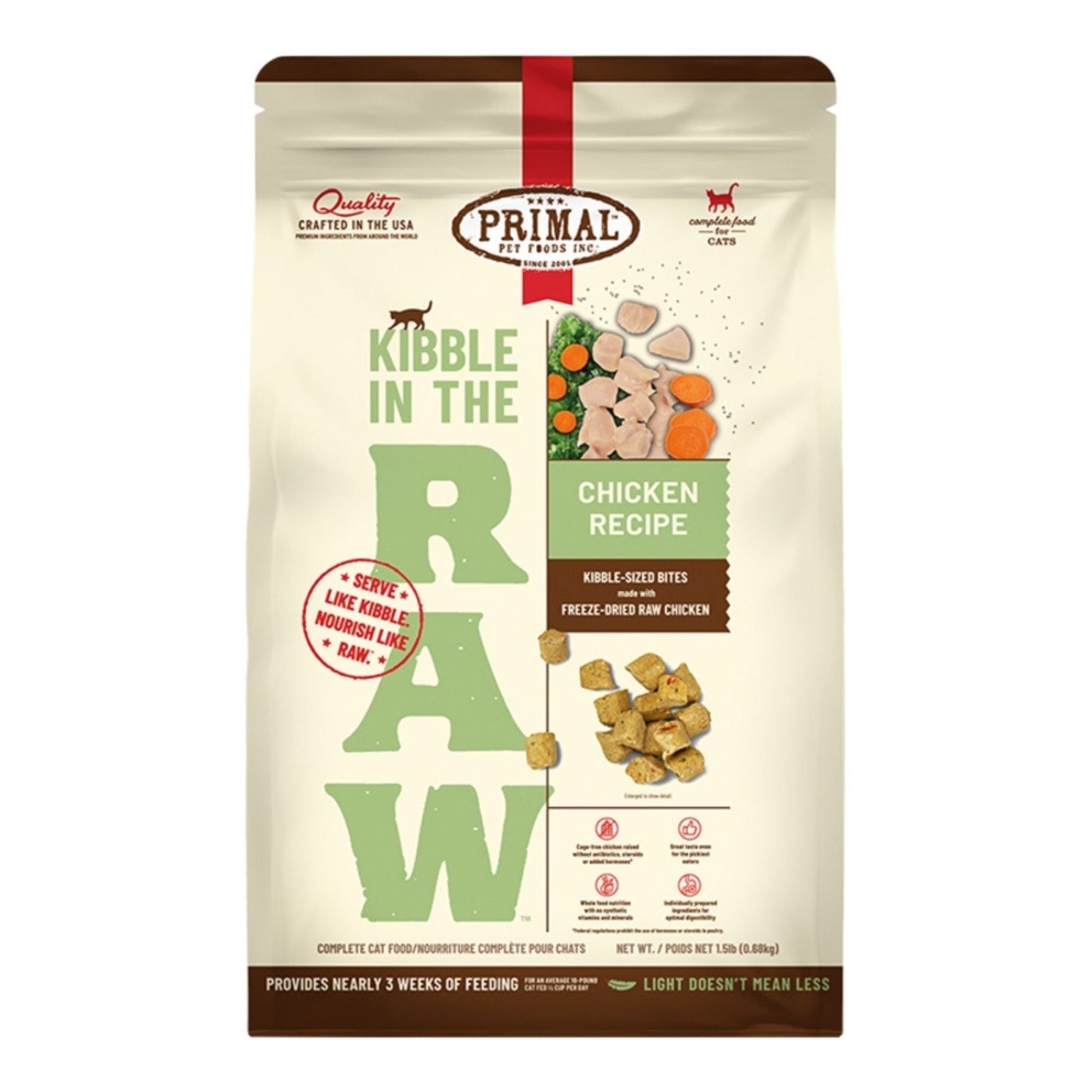 Primal Cat Kibble in The Raw Chicken, 1.5 lb