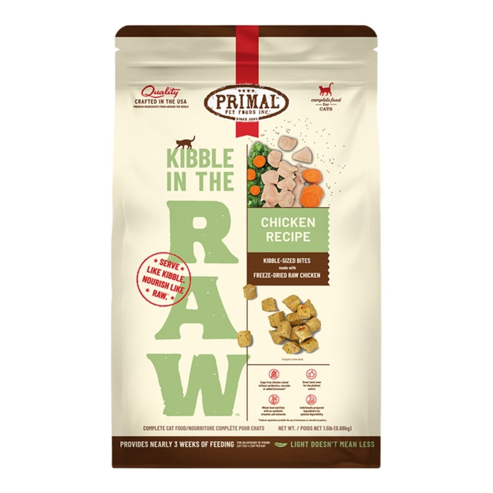 Primal Cat Kibble in The Raw Chicken, 1.5 lb