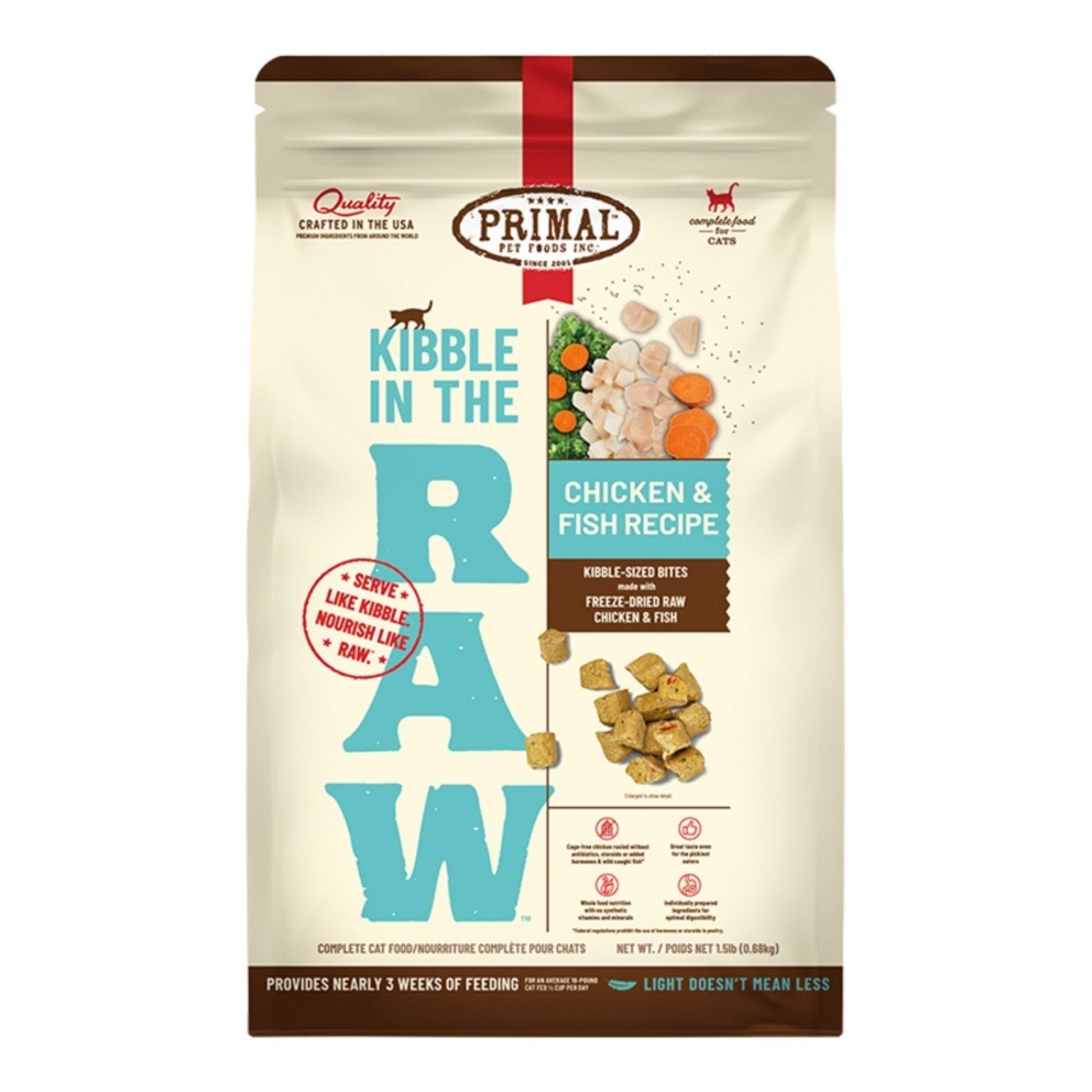 Primal Cat Kibble in The Raw Chicken & Fish, 1.5 lb