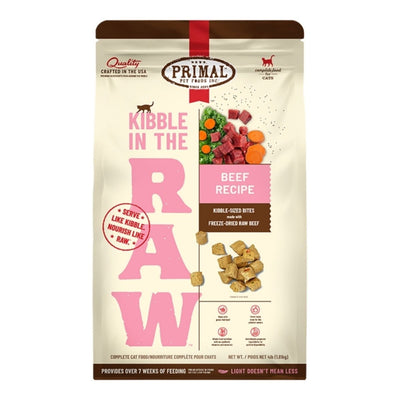 Primal Cat Kibble in The Raw Beef, 4 lb - Pets Perfect