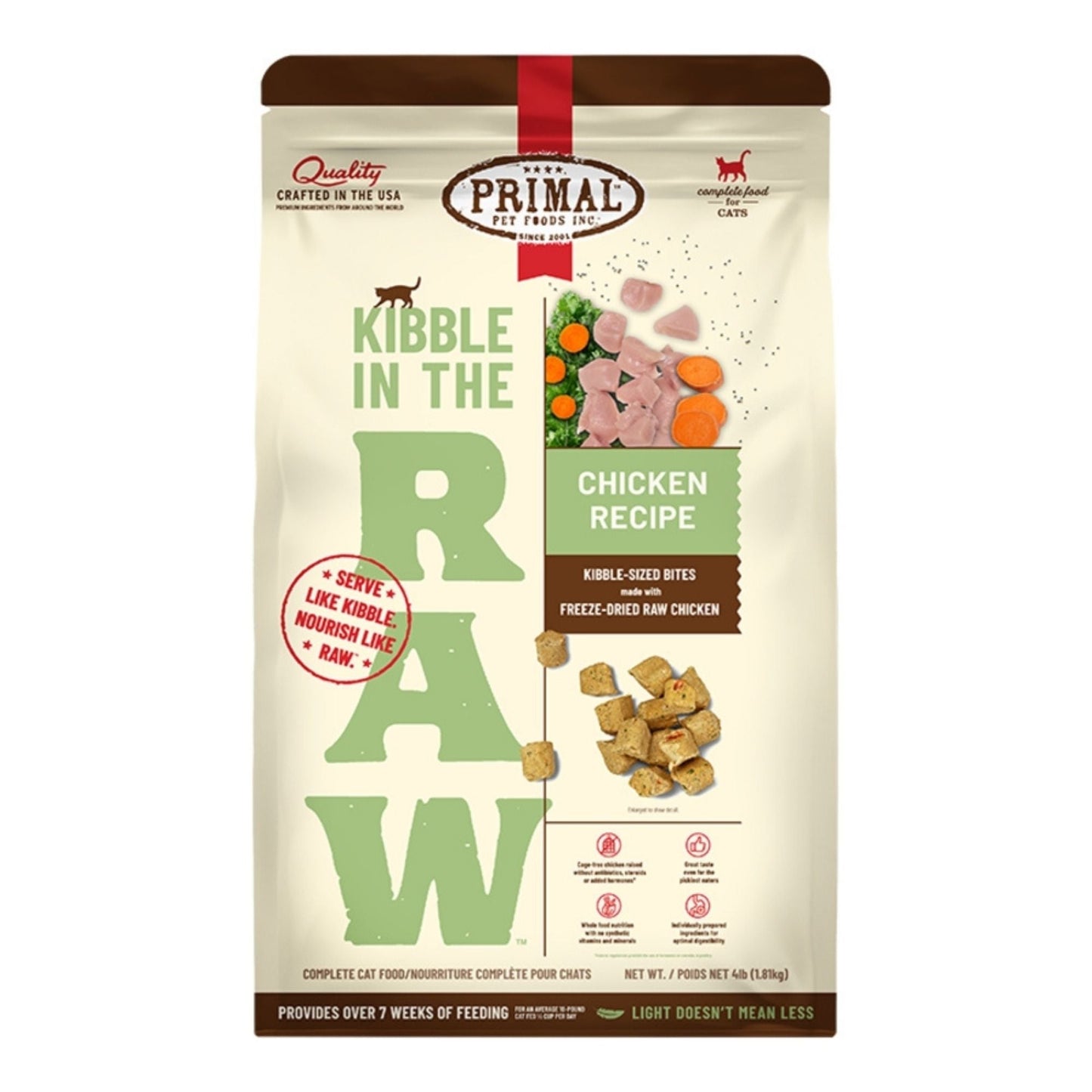 Primal Cat Kibble in The Raw Chicken, 4 lb