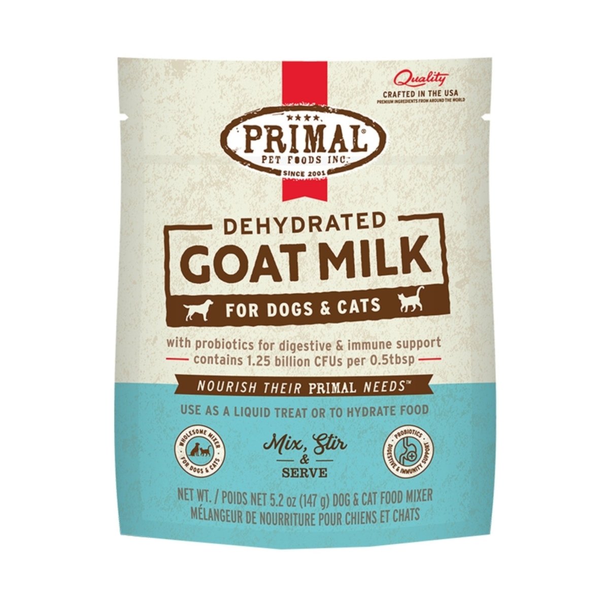 Primal Dog Cat Dehydrated Goat Milk 5.2oz. Pouch - Pets Perfect