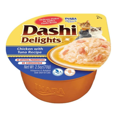 Inaba Dashi Delights Cat Food Topper, Chicken and Tuna Flakes in Broth
