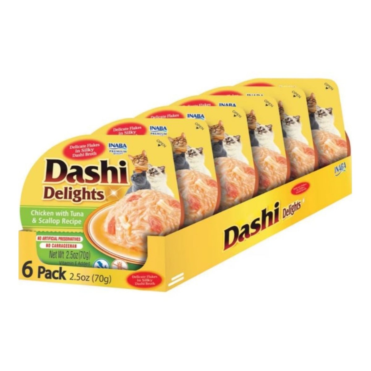 Inaba Dashi Delights Flakes In Broth Chicken/Tuna/Scallop 2.5oz. (Case of 6) - Pets Perfect