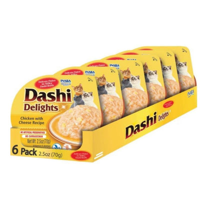 Inaba Dashi Delights Flakes In Broth Chicken/Cheese 2.5oz. (Case of 6) - Pets Perfect