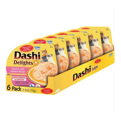 Inaba Dashi Delights Flakes In Broth Chicken/Salmon 2.5oz. (Case of 6) - Pets Perfect