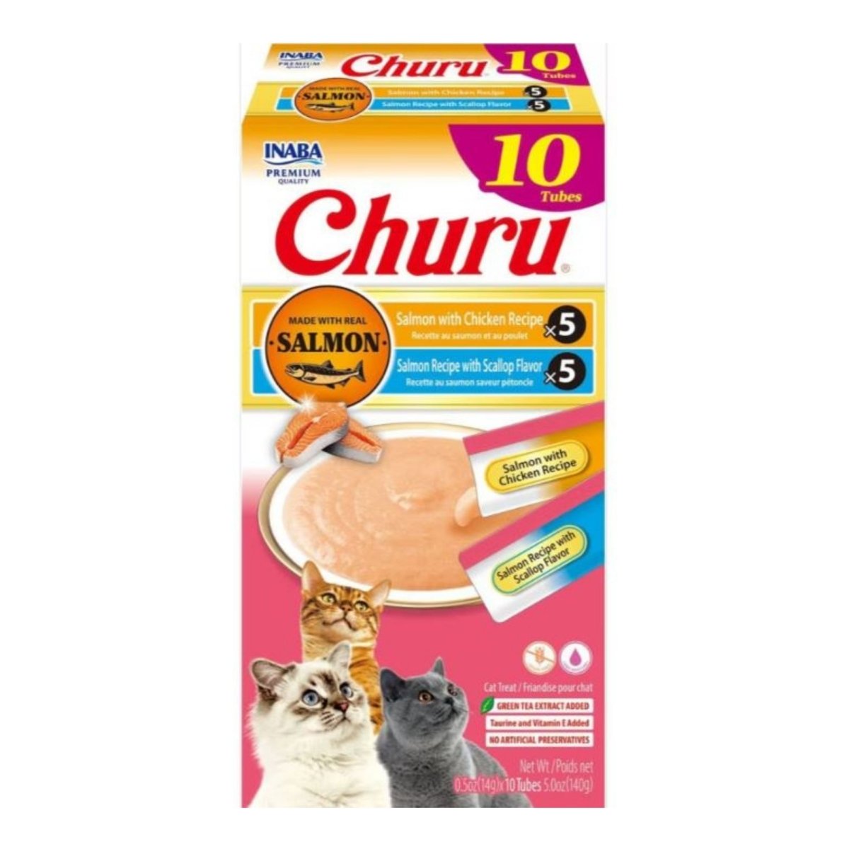 Inaba Churu Puree Cat Treats Variety Box Salmon/Chiken/Sclp .5oz. - 10 Pk - Pets Perfect