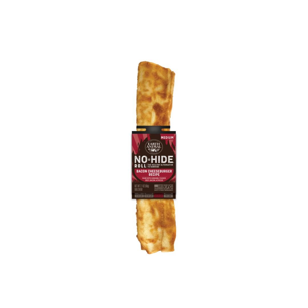 Earth Animal No - Hide BBQ bacon cheeseburger rolls medium | Case of 24 - Pets Perfect