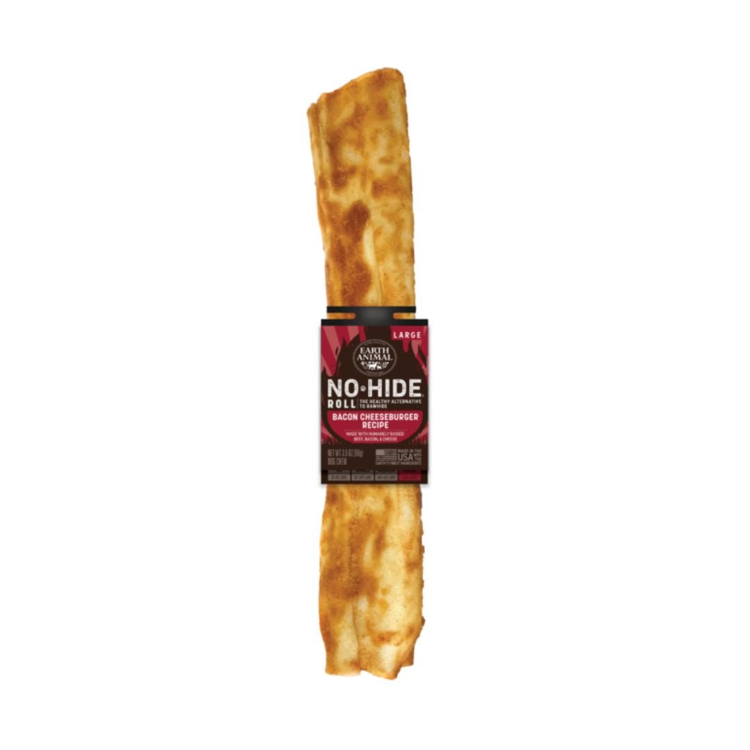 Earth Animal Dog No - Hide Bbq Roll Bacon Cheeseburger Large 12 Count - Pets Perfect