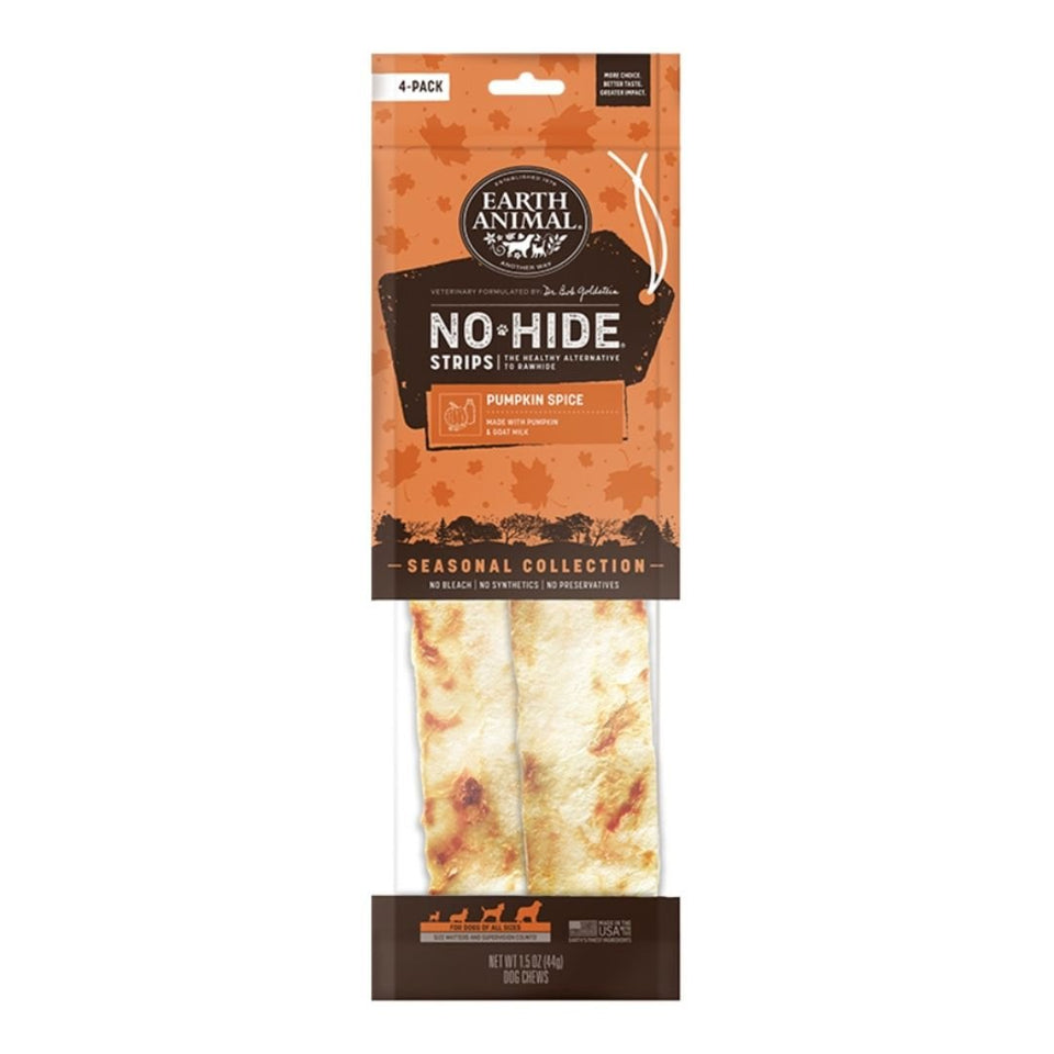 Earth Animal No-Hide - Long-Lasting Pumpkin Spice Dog Chew, 4 ct