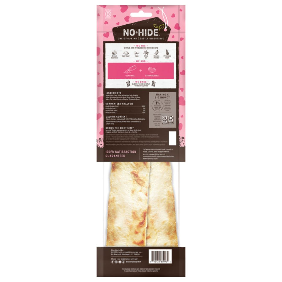 Earth Animal No-Hide - Rawhide-Free Strawberry Cream Strip, 4 ct