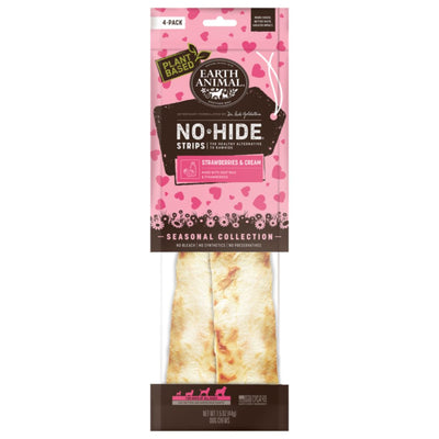 Earth Animal No-Hide - Rawhide-Free Strawberry Cream Strip, 4 ct