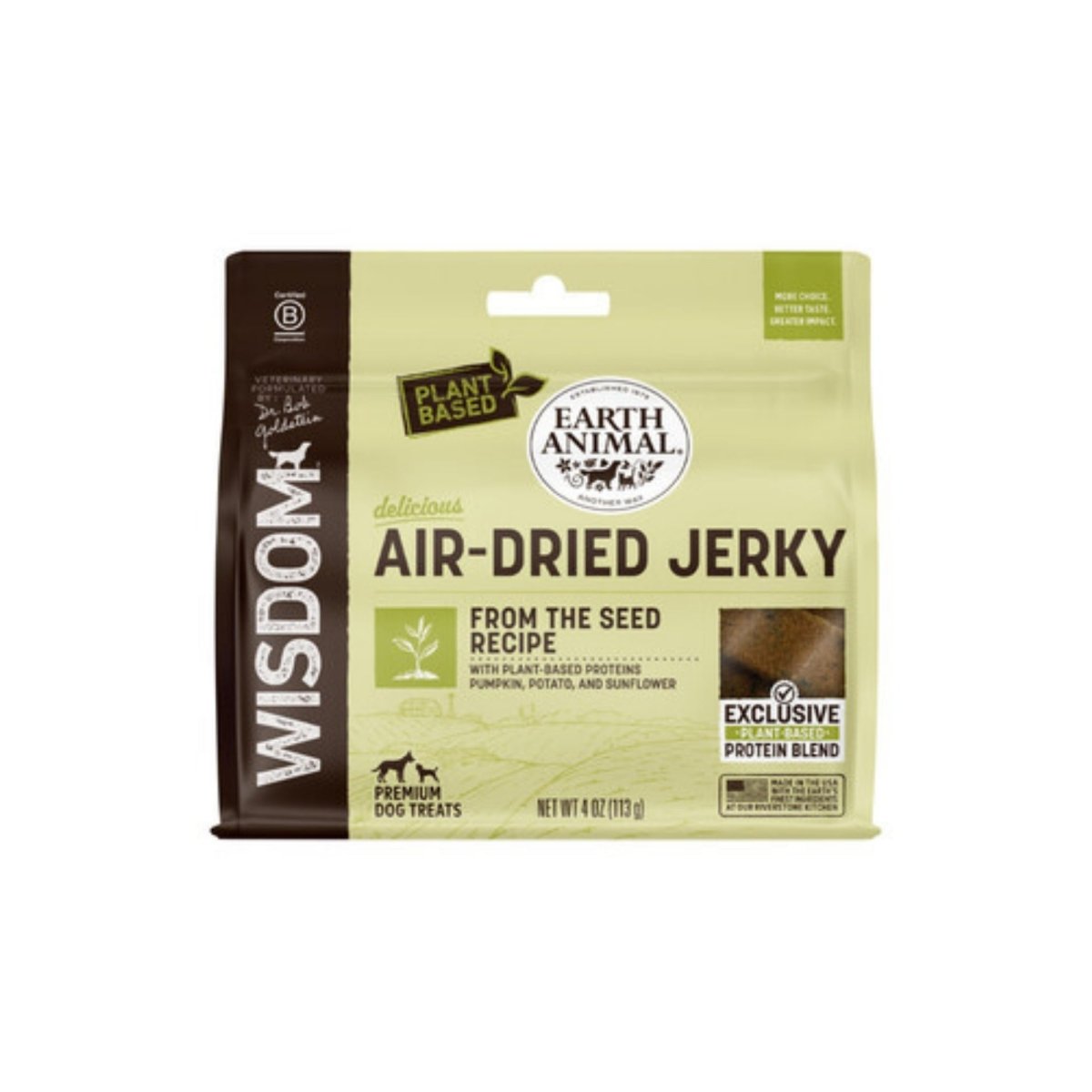 Earth Animal Dog Wisdom Air - Dried Jerky From The Seed 4oz. - Pets Perfect