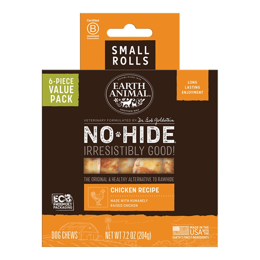 Earth Animal Dog No-Hide Chicken Rolls Small Value 6 ct