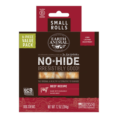 Earth Animal Dog No-Hide Beef Rolls Small Value 6 ct